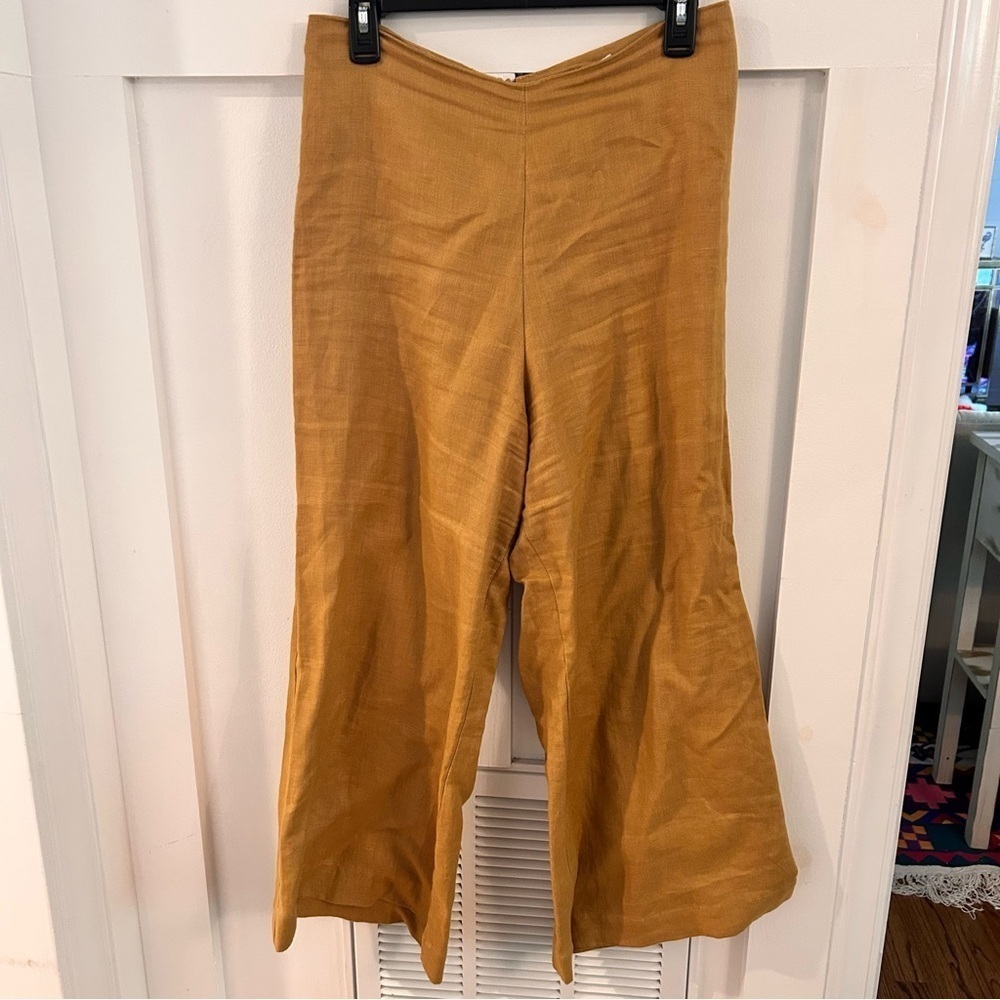 St. Agni Camel linen wide leg trouser pants size XL